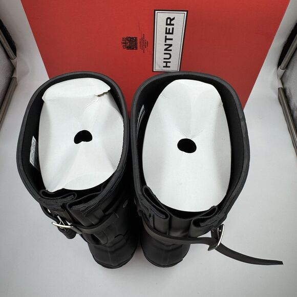 New Hunter Women's Black Original Short Back Adjustable Rain Boots Size 8 - Picture 9 of 14